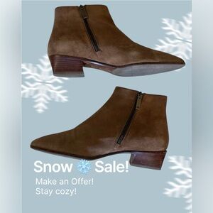 Aquatalia Walnut Suede Ankle Boots